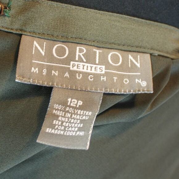 Norton McNaughton Midi Skirt Moss Green Layered Straight Pencil 12P - Picture 4 of 4